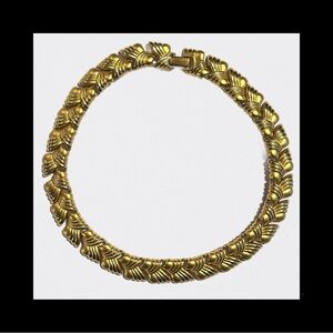 Vintage Necklace Napier Wide Chunky Brushed Goldtone 80s 90s Collar 16in